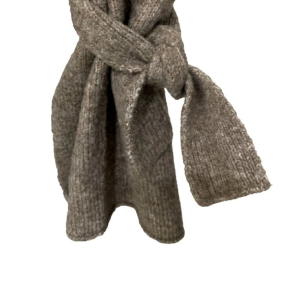 Zara Knit Over Sized Taupe High Low Sweater with Tie Sleeves Size Medium. - Picture 12 of 16